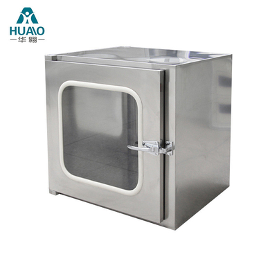 Acero inoxidable 304 Ventana de transmisión Interbloqueo Caja de paso con lámpara UV Dimensiones internas